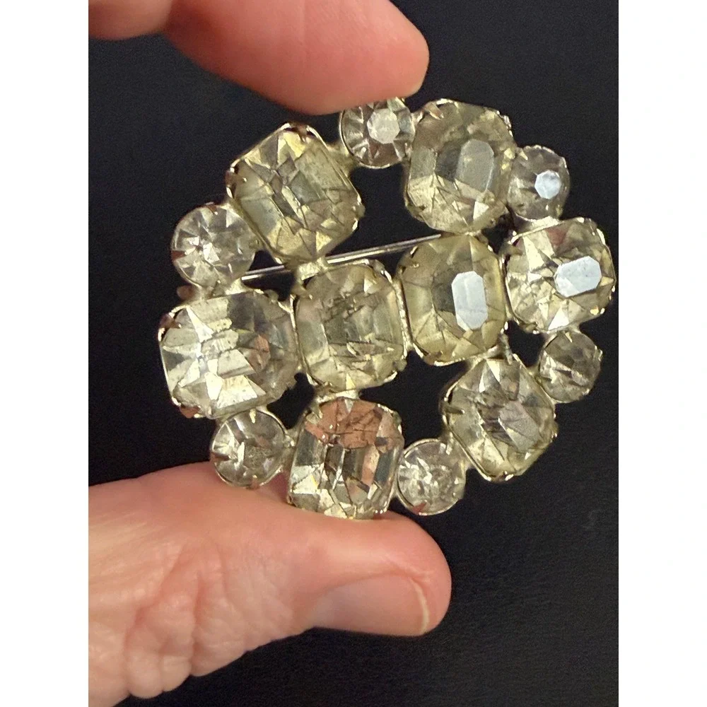 Vintage Rhinestone Brooch Estate Glam